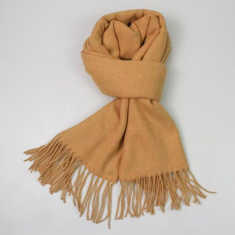T2111 winter warm cashmere scarf ladies fashion solid color tassel shawl thick versatile scarf female