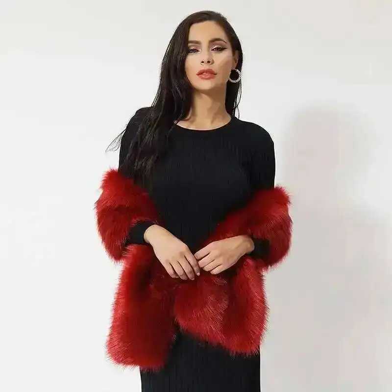 Winter Faux Fur Shawl Large Fluffy Scarf Neck Warmer Women Furry Collar Wedding Bridal Formal Evening Party Shrug Accessories J251118