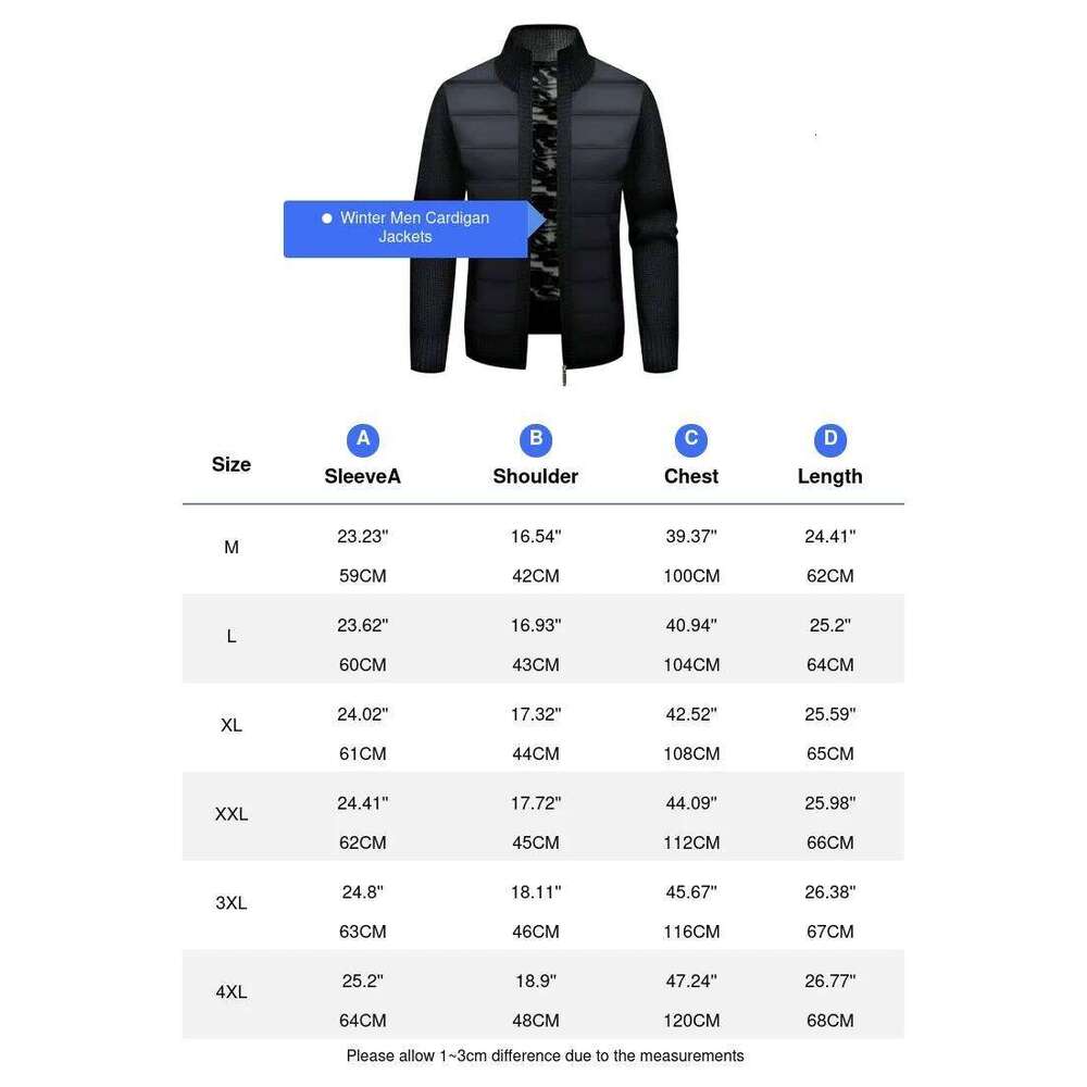 Winter Warm Padded Jackets Fashion Fleece Lined Knitwear Sweaters Cardigan Coats Men Windbreaker Knit Jacket