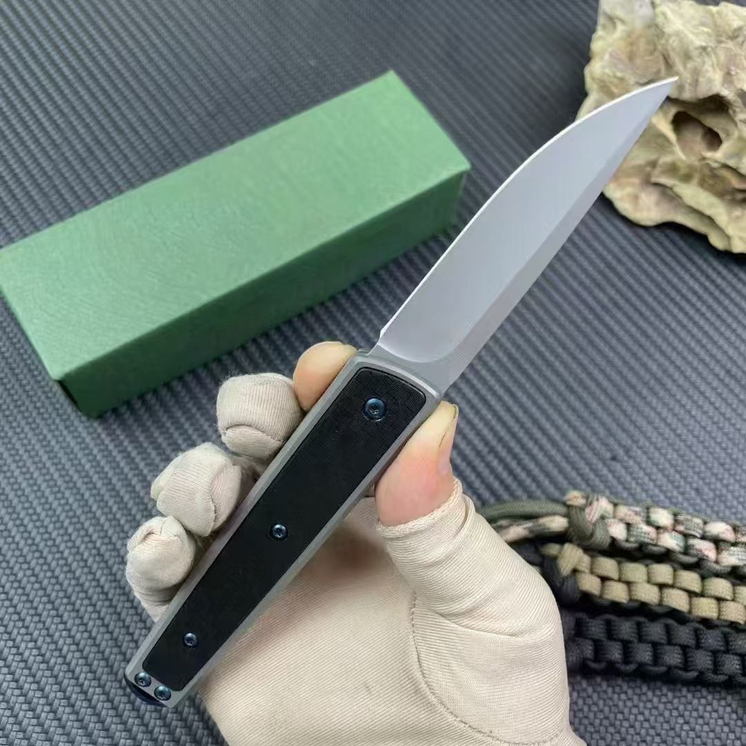 7190 Flipper Folding Knife 8Cr13Mov Drop Point Blade CNC Carbon Fiber with Steel Handle Ball Bearing Outdoor EDC Pocket Knives