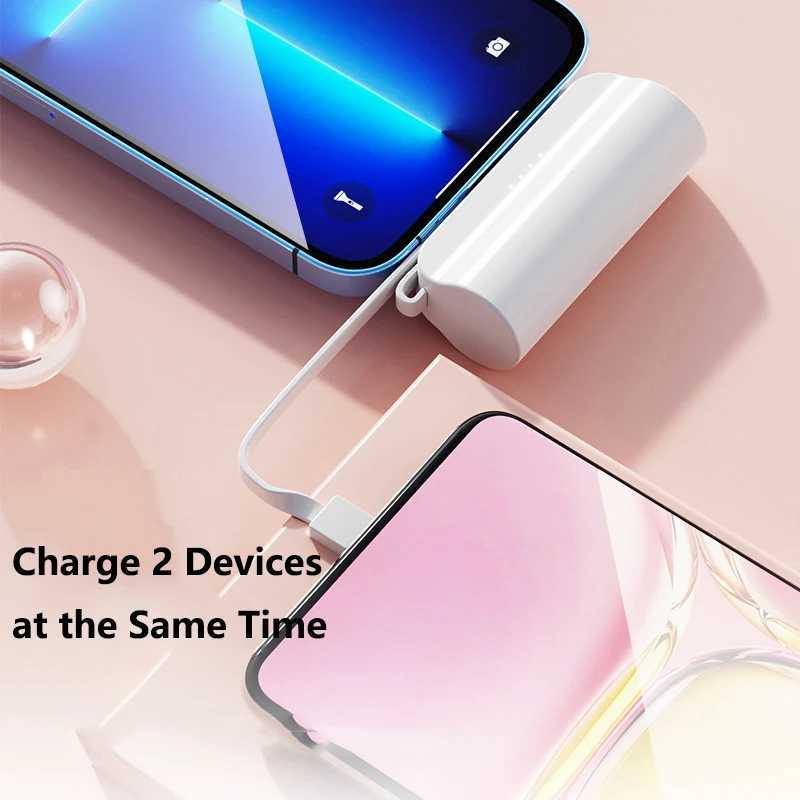 Mini Capsule Power Bank with Cable Phone Holder Portable Charger Fast Charging External Battery for iPhone J251114