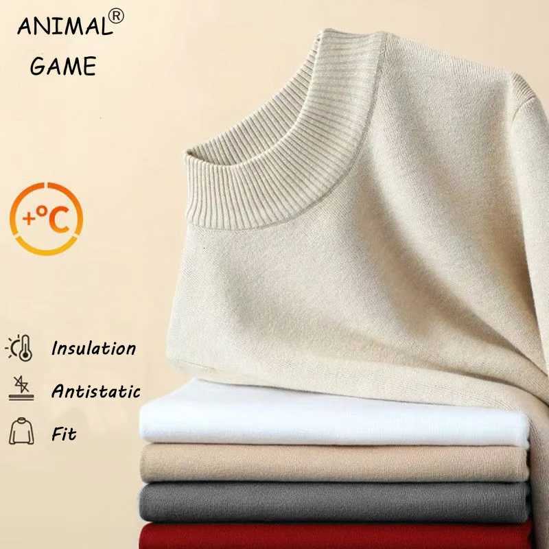 Autumn Mens Mock Neck Sweater Mens Knit Pullovers Thick Turtleneck Sweater Winter Warm Men Jumper Fit Basic Knit TeeXJ251022