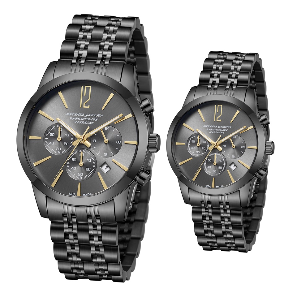 MJ Watches for Lovers Luxury Stainless Steel Dress Watch Easy to Read Big Face Chronograph Casual Analog Roman Numerals Reloj para Hombre