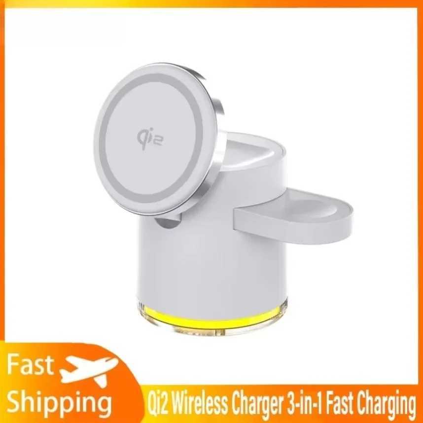 New Wireless Charger Qi2 3in1 Fast Charging Station Stand Folding Holder for iPhone 16 15 14 Pro Max Airpods Watch J251114