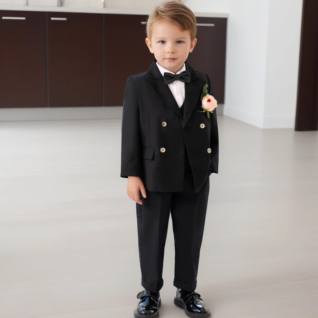 Boys Wedding Suits Fashion Double Breasted Black Formal Child Piano Performance Outfits 212 Y Toddler Birthday Party Blazer Set 251021
