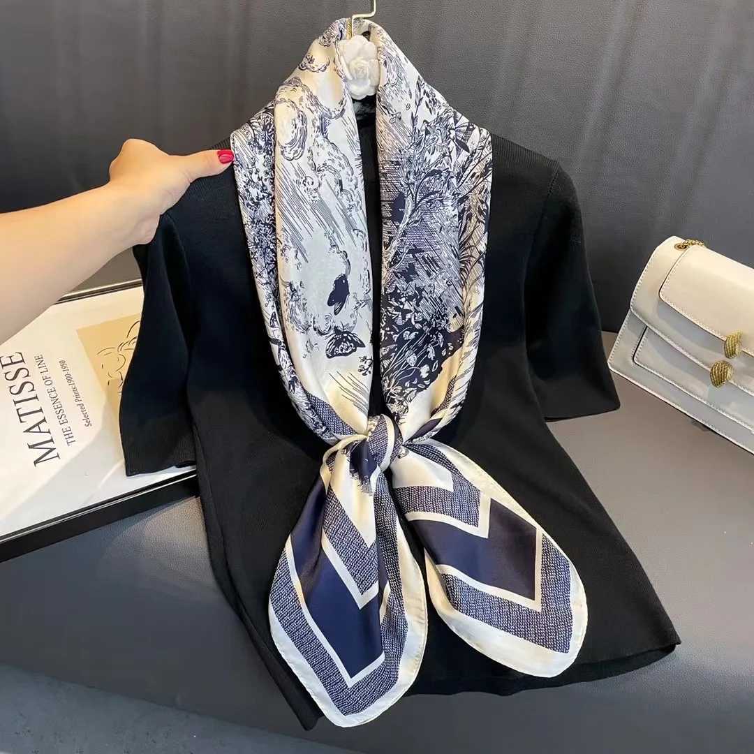 Spring Scarf Womens Luxury Design Polyester Material Smooth Scarf Soft Shawl Beach 110x110cm J251129