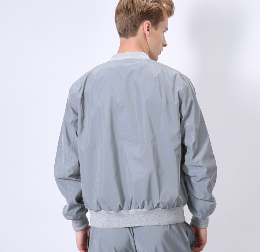 Men's Padded Reflective Flying Jacket Winter Cross-border High Street Fashion Baseball Uniform Coat Plus Size Casual Zipper Pocket Style Short Ja