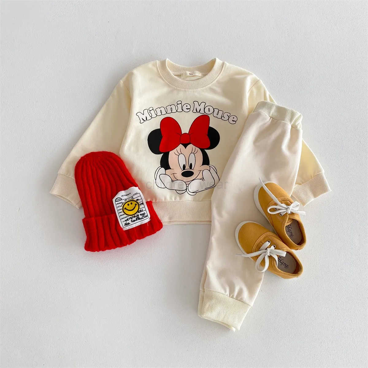 Disney Cartoon Printed Baby Tracksuit Spring Fall Loose Fashion Children Long Sleeve Sweatshirt Sweatpants 2piece Toddler Sets H251022