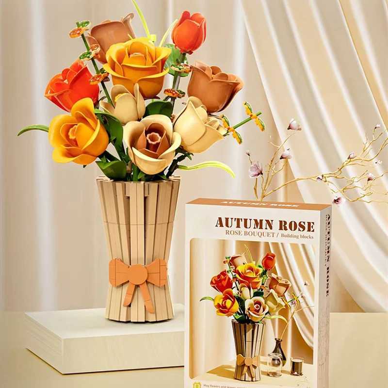 Creative Rose Orchid Eternal Flower Pot Planting Building Blocks Sunflower Lotus Romantic Flowers Bricks Toys Valentine Day Gift J251022