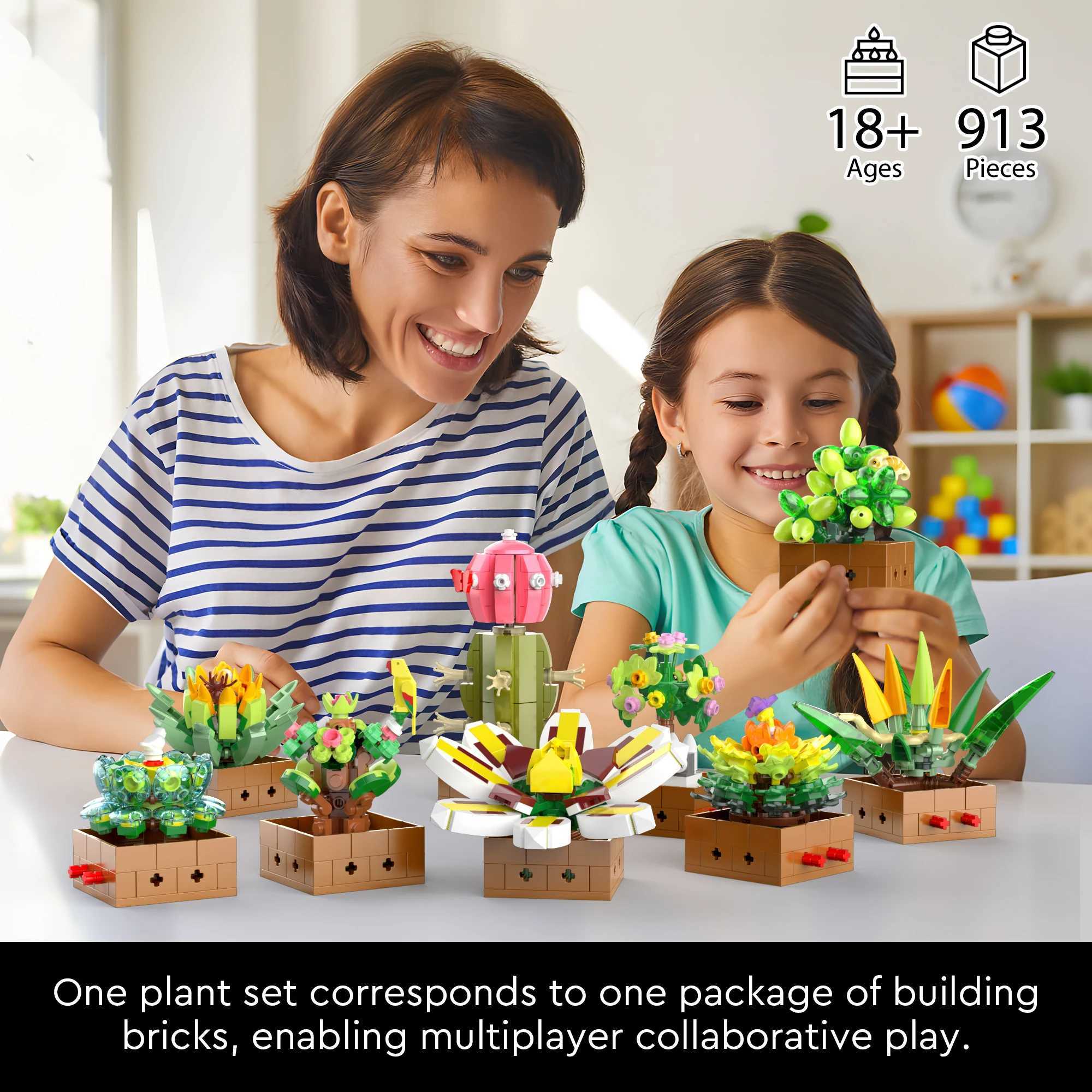 EDUCIRO Flower Plant Bonsai Building Set 9pcs of Succulent Building Toy Blocks for Home Decoration Christmas Gifts J251022