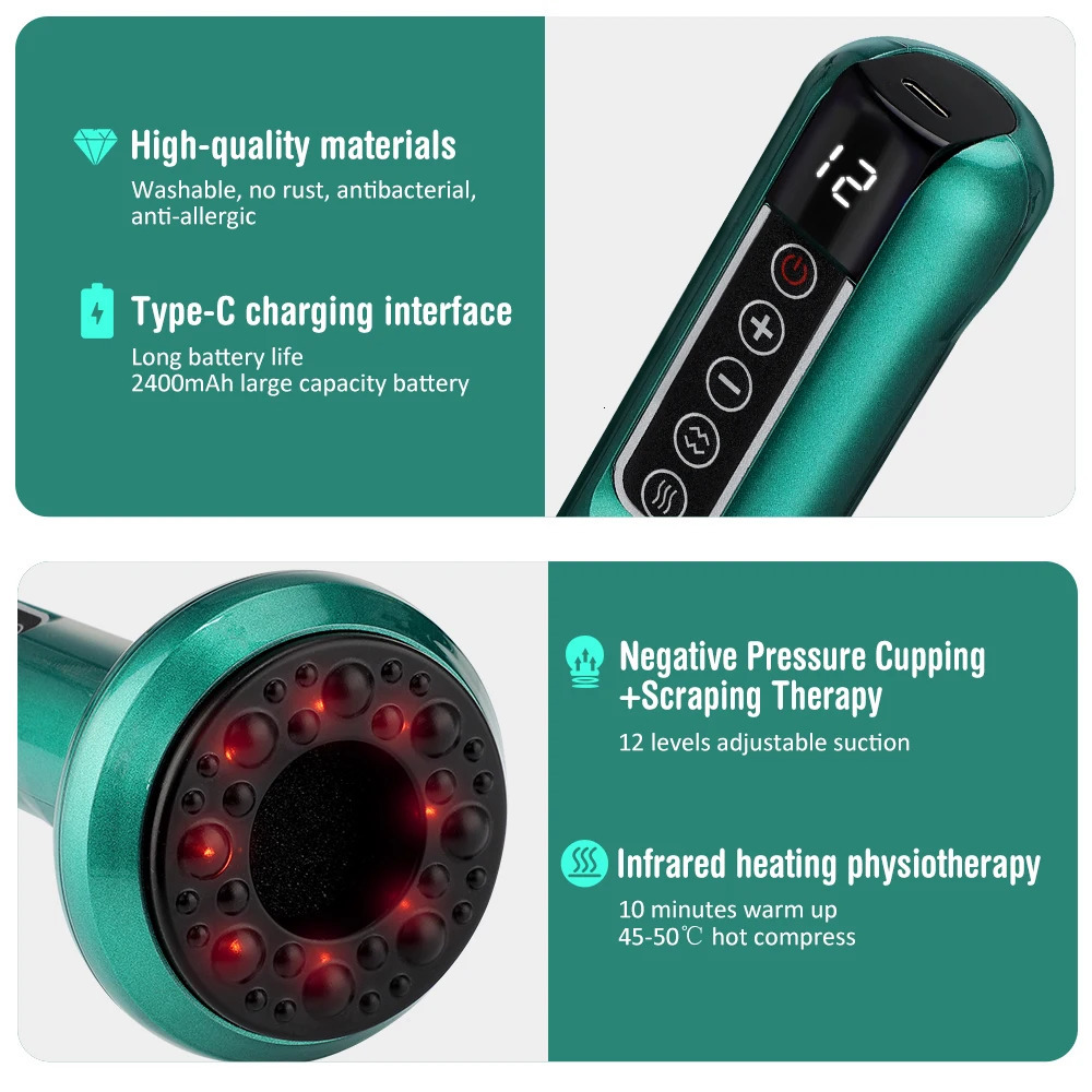 612 Levels Intelligent Cupping Massager Electric Negative Pressure Cupping Machine Infrared Heating Wireless Scraping Apparatus 251015