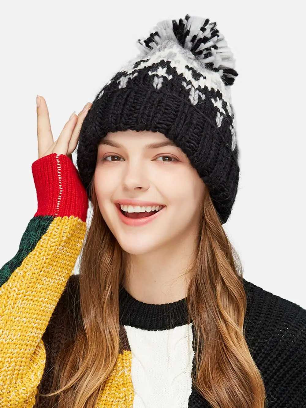 skiing Cashmere Woman Winter Hat Autumn Beanies With Pompom Warm Wool Skullies acrylic beanies winter hat for woman J251022