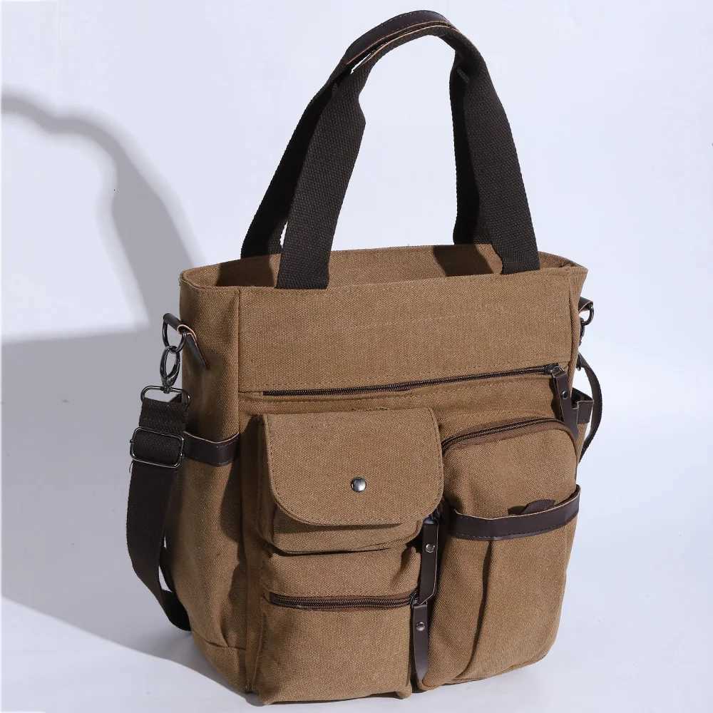 Mens Handbags Briefcase Canvas Shoulder Bag Man for Documents Large Capacity Tote Laptop Bag Crossbody Travel Bags Vintage K004 W251022