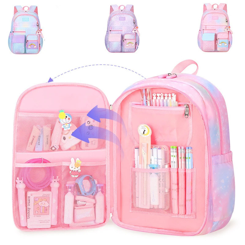Beautiful Backpack for Girls Kids Fashion Primary School Cute Beautiful Travel Students Bag Pink Large Capacity 251021