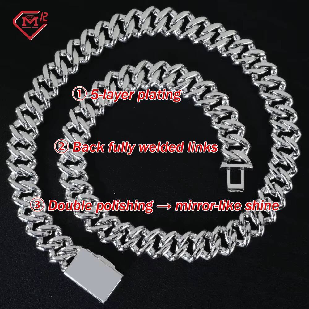 In Stock 15mm Moissanite Cuban Link Chain Hiphop Jewelry 925 Silver Vvs Iced Out Moissanite Cuban