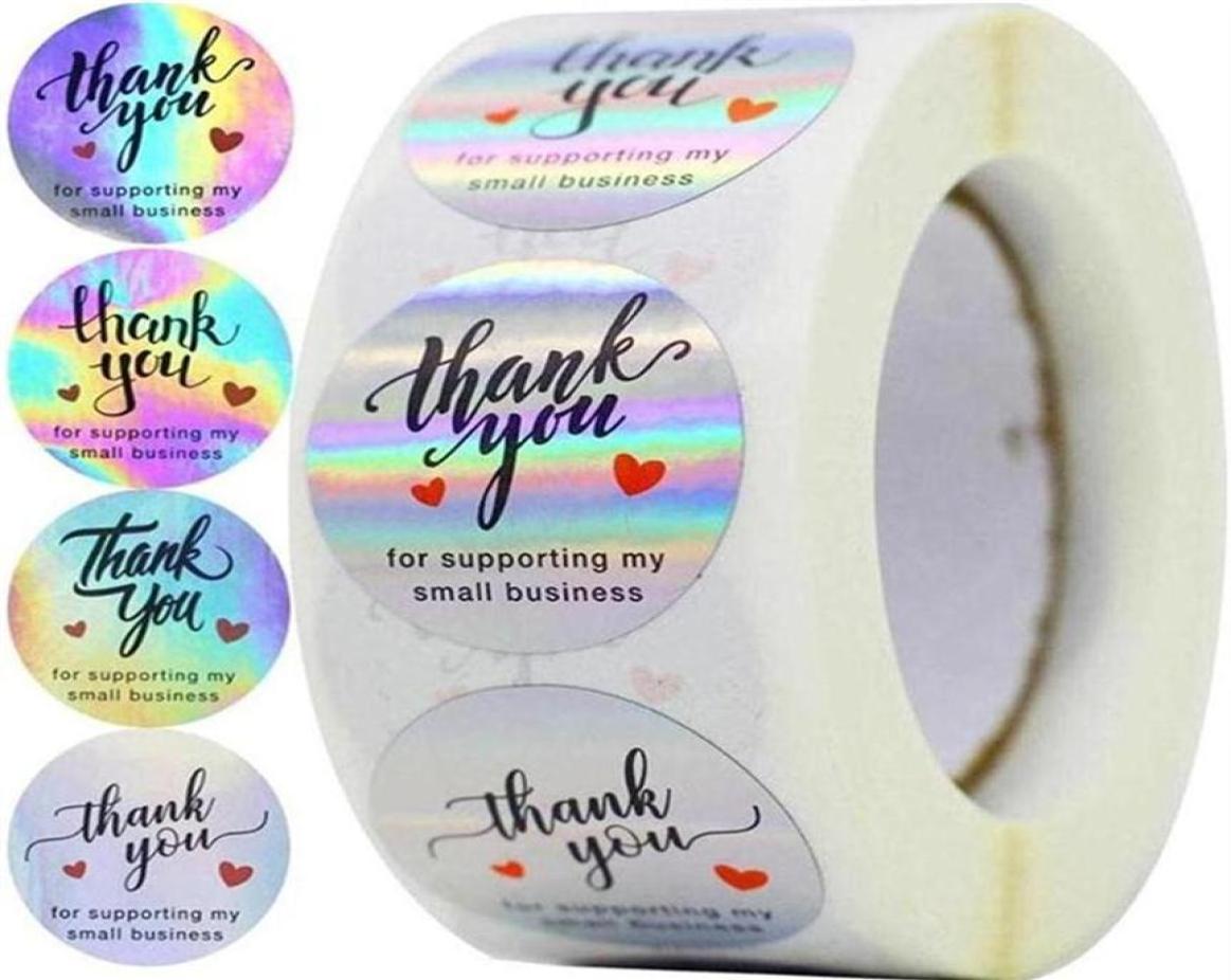 500pcs Rainbow Holo Thank You Stickers 4 Designs Holographic For Supporting My Small Business Gift Labels Wrap273S273W5041114