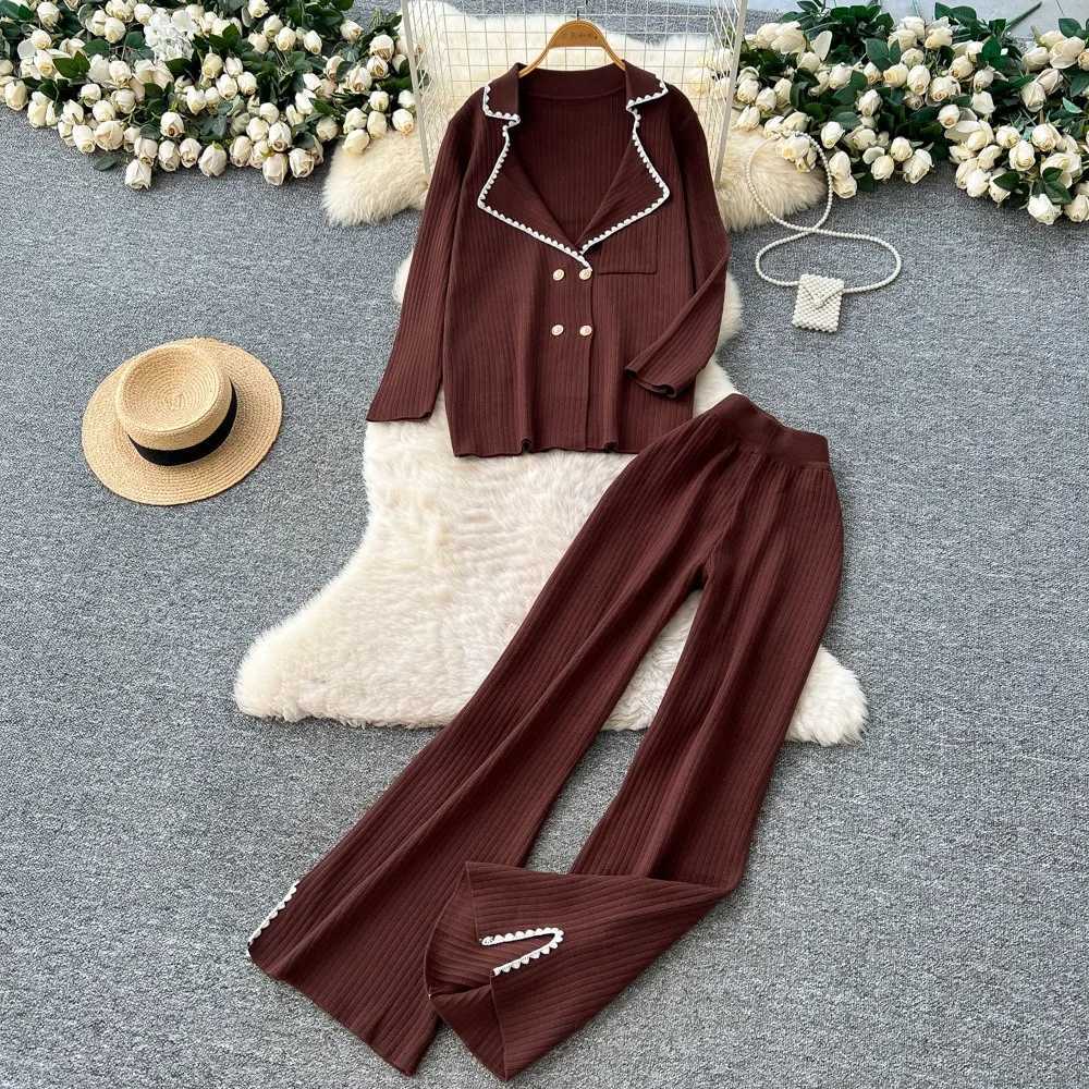 Pants Set Women Two Piece Sets Hooded Matching Sets Sweatshirts Long Pants High Waist Knitted Splice Y2k Casual Jogger 2025T251022