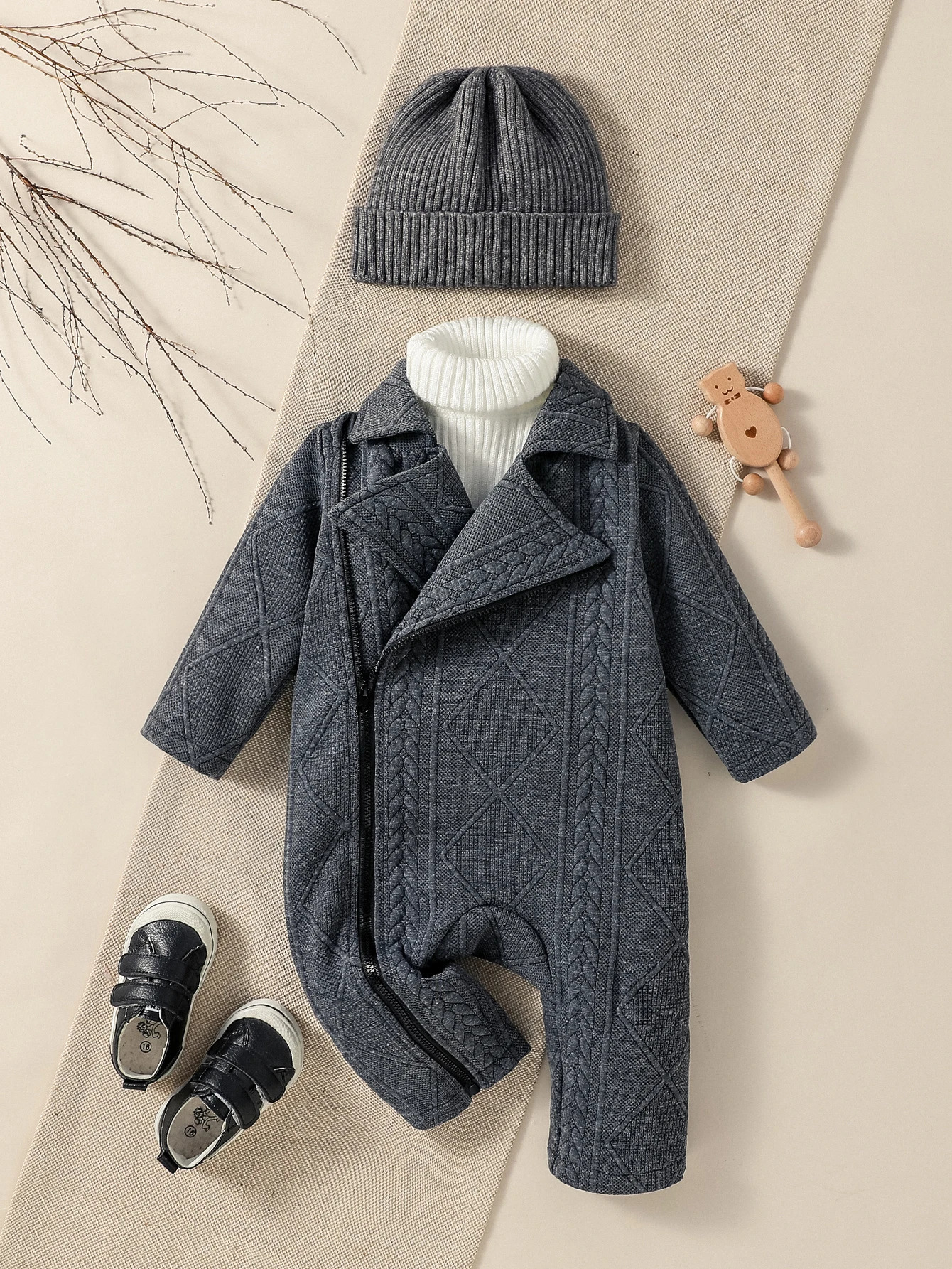 Baby boy Long Sleeve zipper pure color modern stylish autummWinter Fashion Streetwear jumpsuits 251022