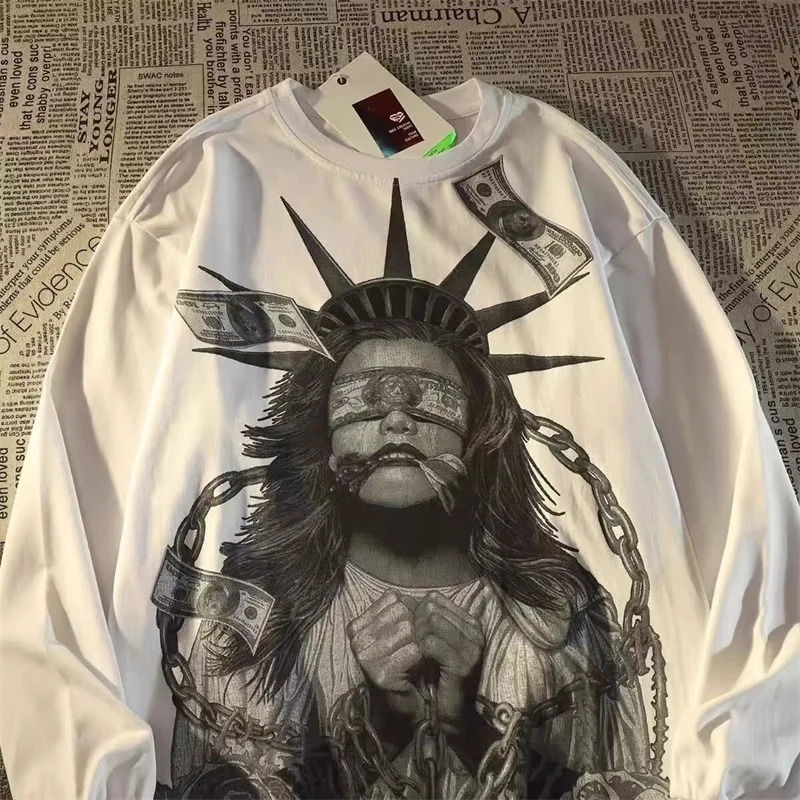 ZAZOMDE Men Streetwear Long Sleeve T Shirt With Y2K Hip Hop Graphic Print Soft Cotton Comfort Fit Fashion Tee 251020