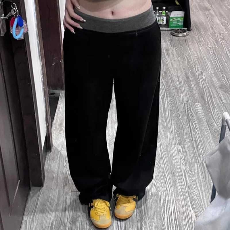 2024 Women Autumn Lazy Style Casual High Waisted Sweatpants Lady Chic Designer Korean Version Outside Daily Wide Leg TrousersT251022