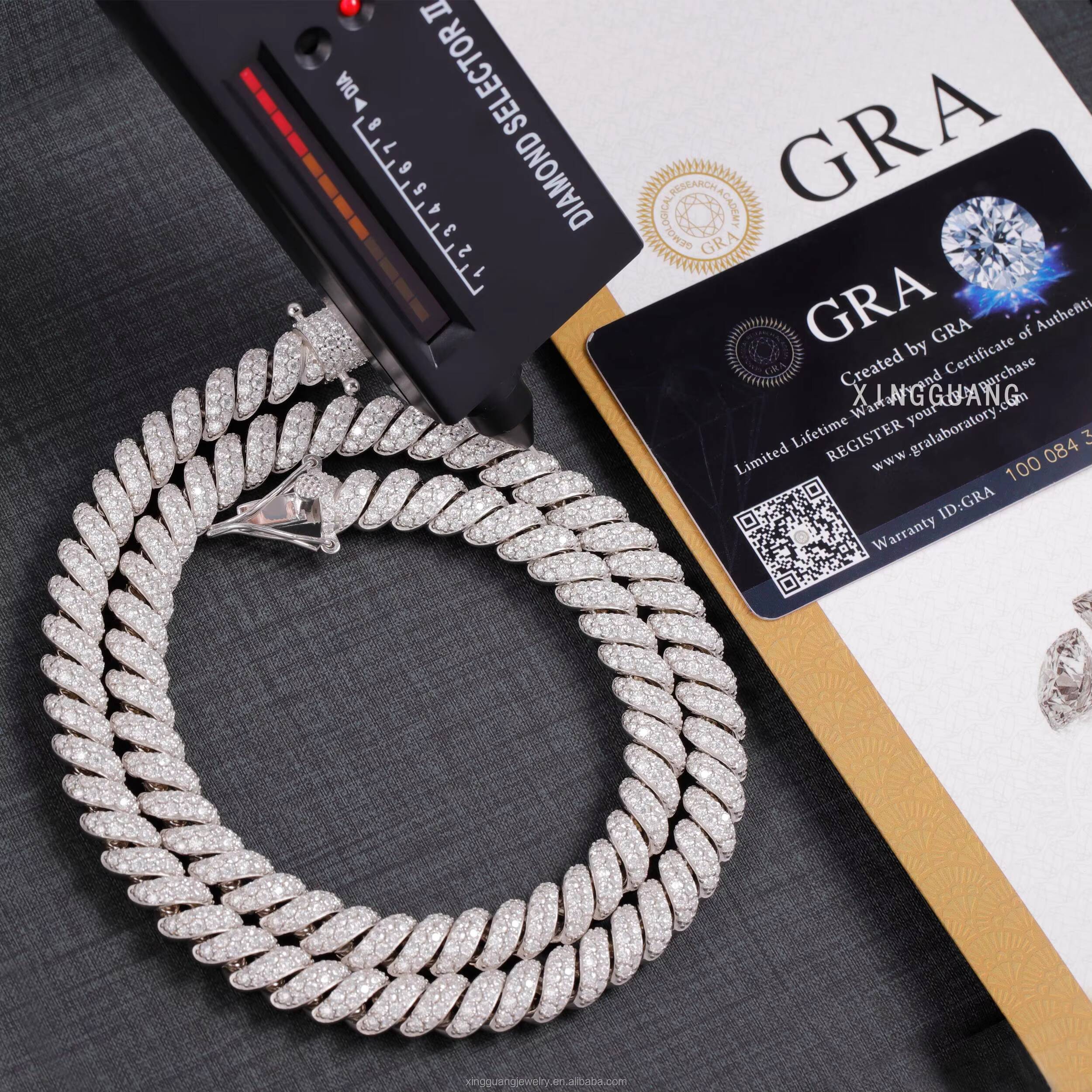 XG Mens Unique 925 Silver Full VVS Moissanite Diamond Rope Necklace GoldPlated Cuban Chain in Hiphop Pudynamic Style