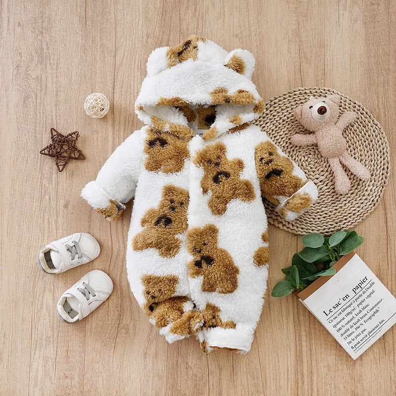 Baby Clothes Cartoon Cute Teddy Bear Plush Comfortable And Soft 018 Boys Girls Autumn Winter Long Sleeved Jumpsuit 251022