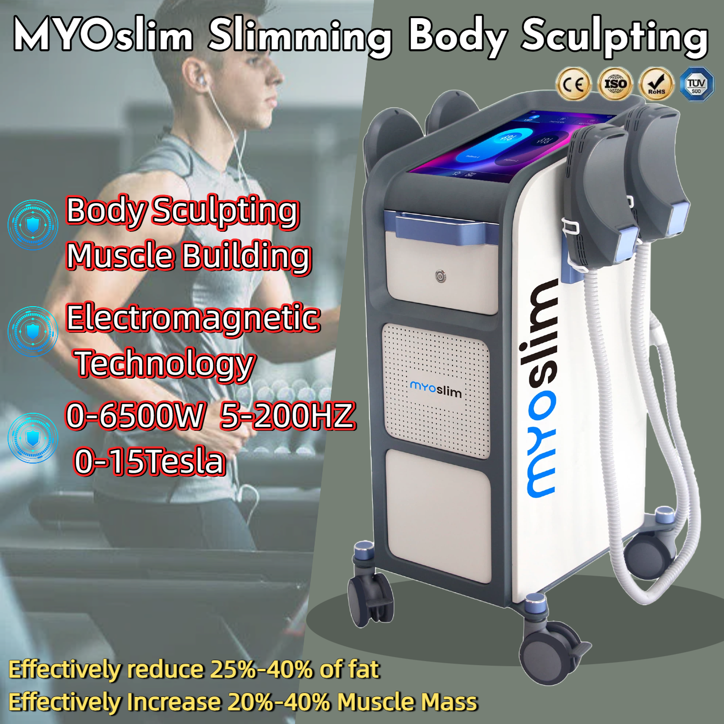 MYOslim NEO Sculpt EMS Body Sculpting Weight Loss And Muscle Building 15Tesla Muscle Stimulate Fat Removal Slimming Butt Build Sculpt Machine 200HZ 2/