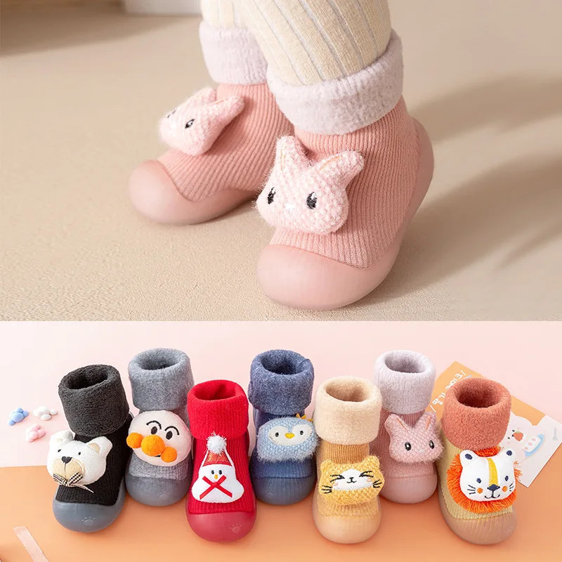 Winter Thickened Baby Toddler Shoes and Socks Men Women Floor Soft Bottom Indoor Nonslip Warm Childrens 251022