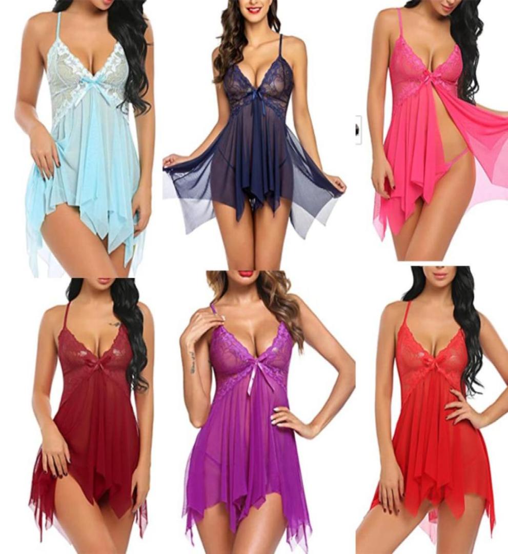 Sexy Lingerie Women Lace Babydoll Sleepwear Boudoir Outfits Plus Size Langeray S4XL77770316716124