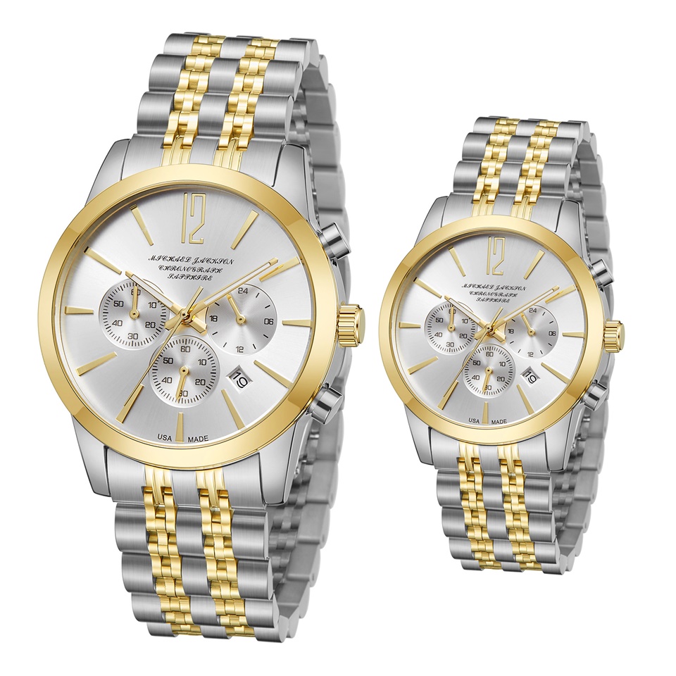 MJ Watches for Lovers Luxury Stainless Steel Dress Watch Easy to Read Big Face Chronograph Casual Analog Roman Numerals Reloj para Hombre