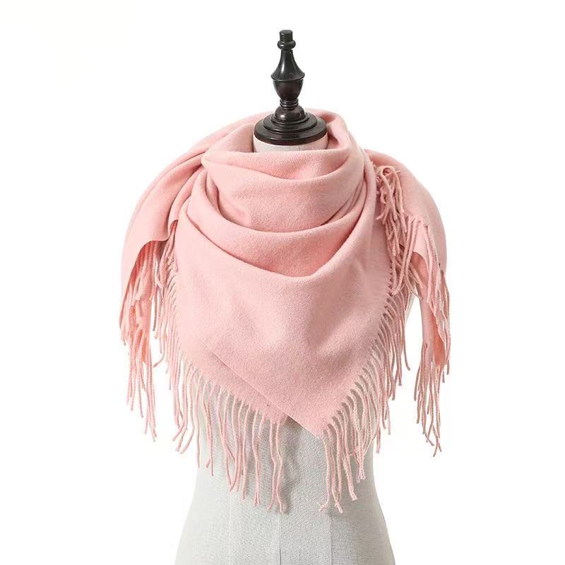 T2124 cashmere scarf women autumn and winter solid color ladies tassel neck shawl