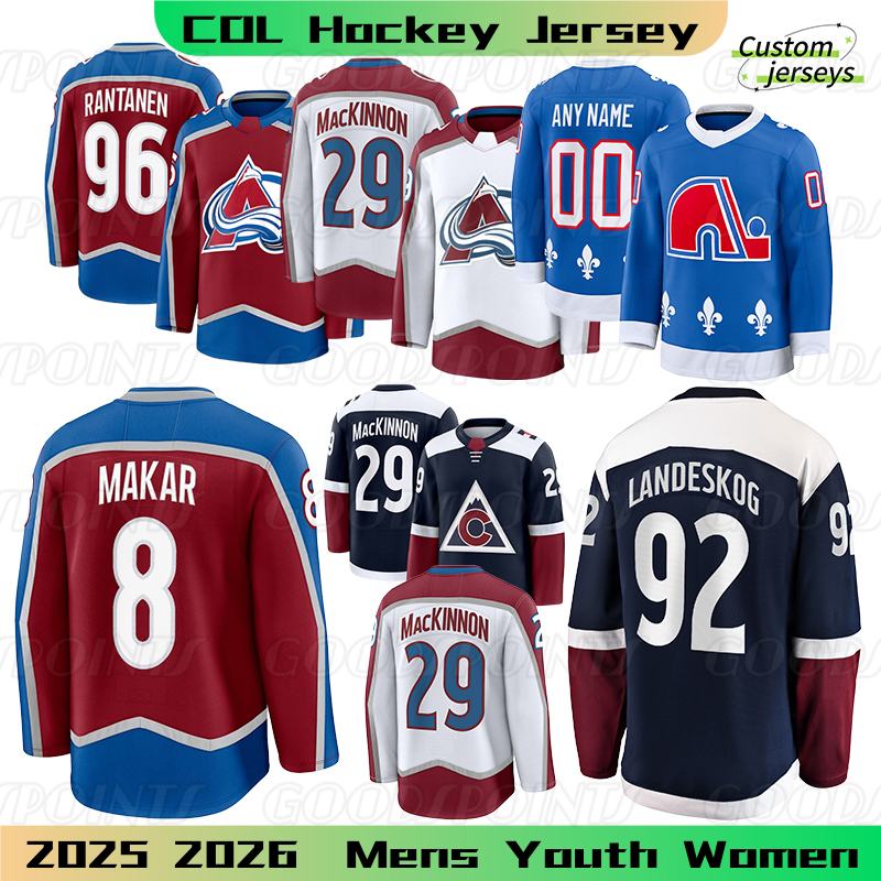 Ross Colton hockey jersey 92 Gabriel Landeskog 29 Nathan MacKinnon 8 Cale Makar Collorado Avalanche jersey Artturi Lehkonen Devon Nichushkin Mens Hockey Jerseys