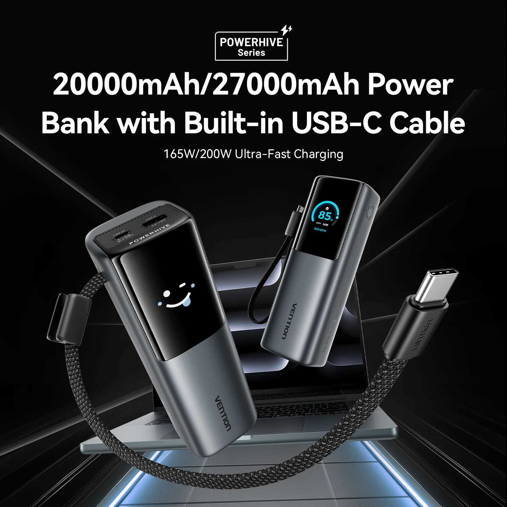 Vention 27000mAh 20000mAh Power Bank Portable 140W 165W PD External Battery PowerBank for iPad Laptop Macbook Fast Charge J251114
