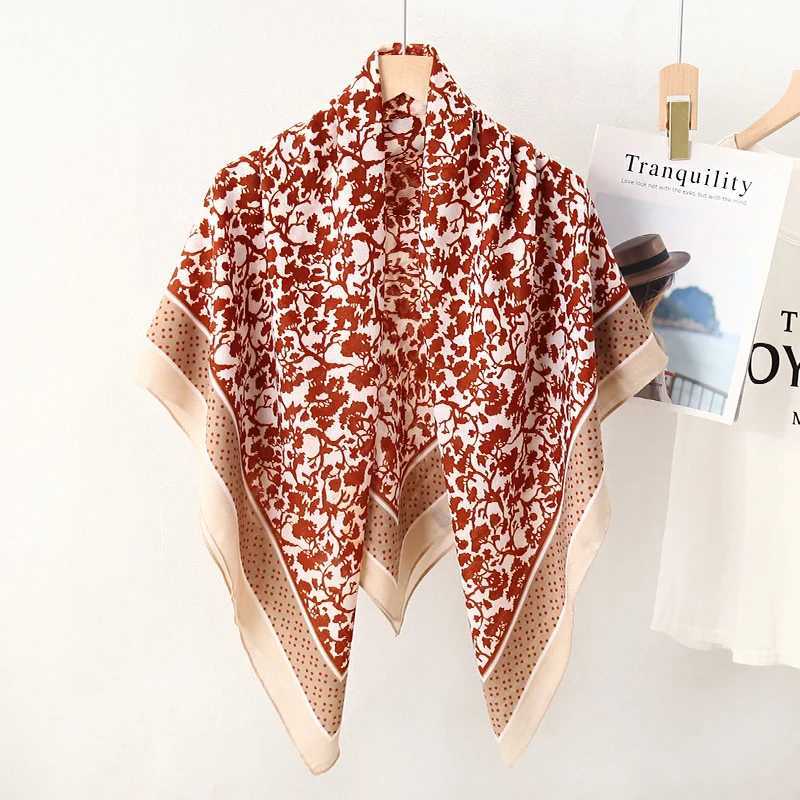 Autumn Winter Fashion Floral Dot Printed Cotton Feeling 110cm Square Travel Beach Shawl Women Hijab Scarf J251118