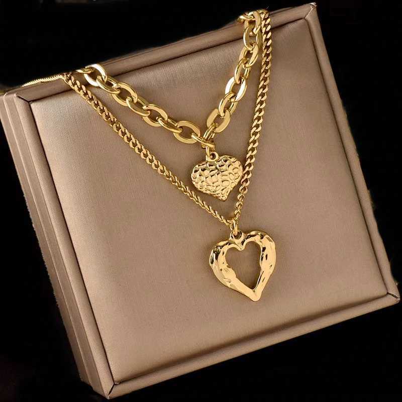 DIEYURO 316L Stainless Steel Small Uneven Folds 2 Love Necklace Highend Sense Party Accessories Nonfading Highquality Gifts V251022