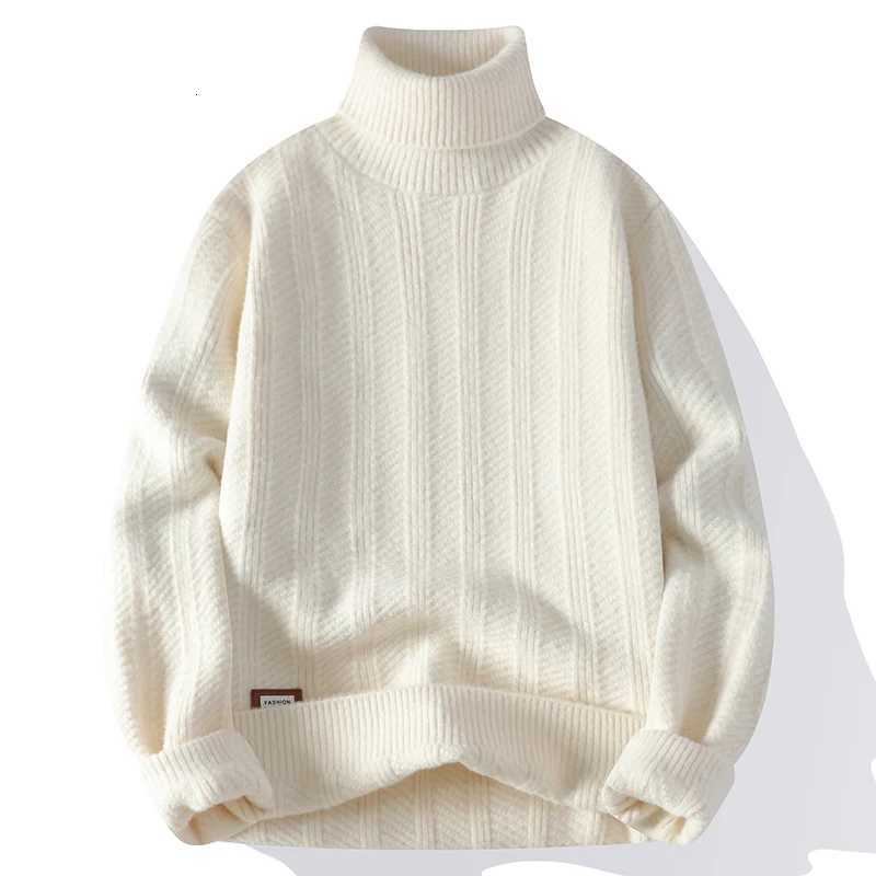 Autumn Winter Mens Turtleneck Sweater Solid Color Fashion Knitted Pullovers Men Korean Slim Fit Casual Knit Pullover SweatersXJ251022
