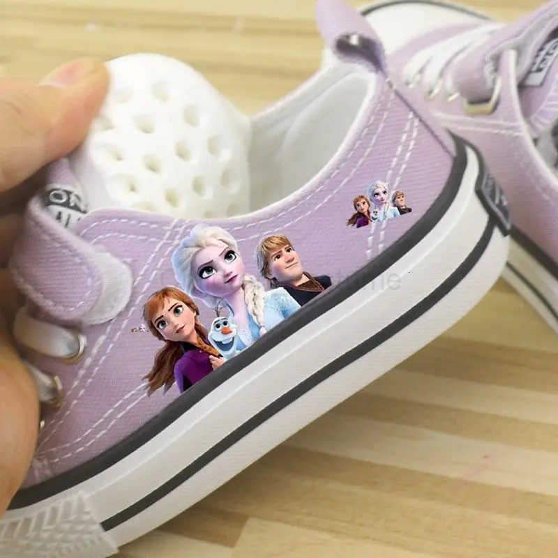 Disney Girls Shoes Summer Spring Childrens Canvas Elsa Princess Shoes Lowtop Sneakers Girls Purple Shoes Size 2537 H251022