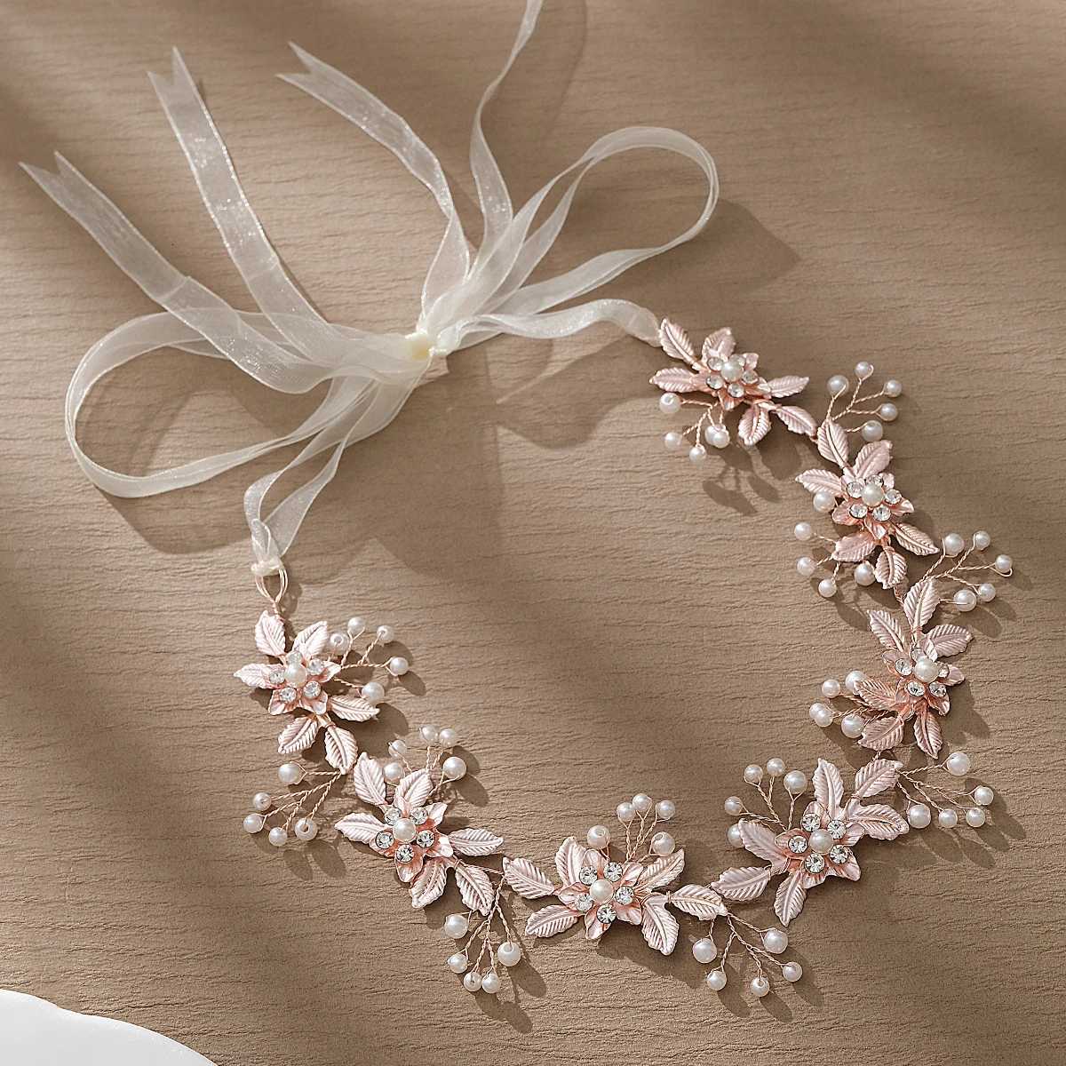 Handwork Flower Vine Headband Headmade Bride Hair Accessories Wedding Head Jewelry Headdresses For Girlfriend Bridal Headpiece V251022