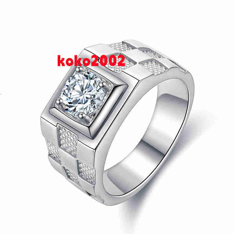 1CT 65MM D VVS Moissanite Engagement Rings S925 Pure Silver Moissanite Mens Ring Fashion Moissanite Ring