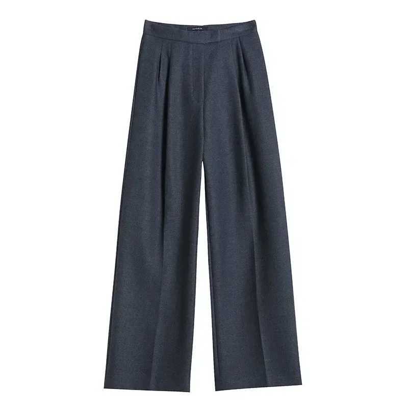WOOL Autumn Slim High Waist Straight Womens Pants Casual Solid Color Loose Chic Female Wide Leg Pants Fashion Office LadiesT251022