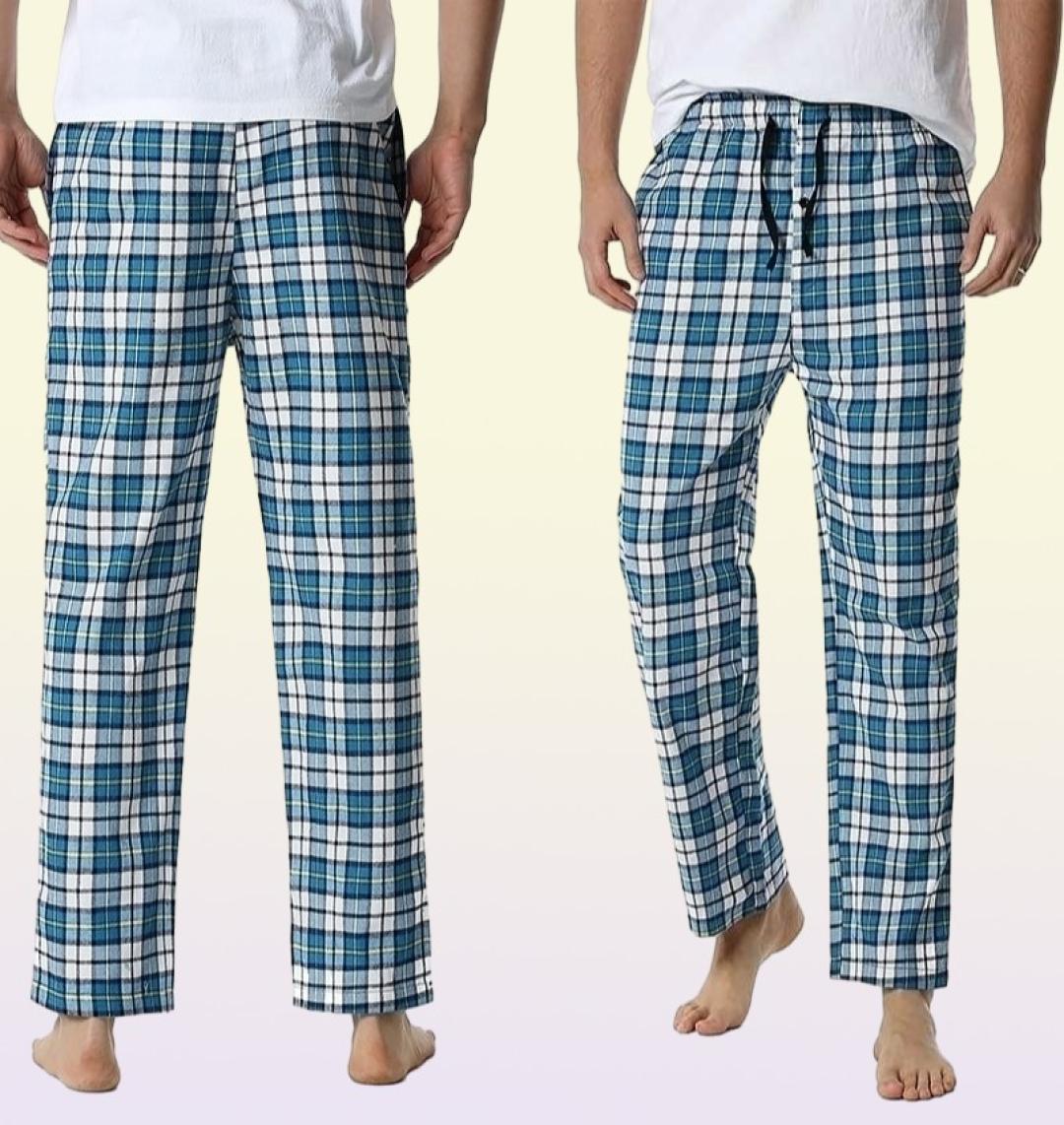 Plaid Mens Pajama Bottom Pants Sleepwear Lounging Relaxed Home PJs Pants Flannel Comfy Jersey Soft Cotton Pantalon Pijama Hombre 29149010