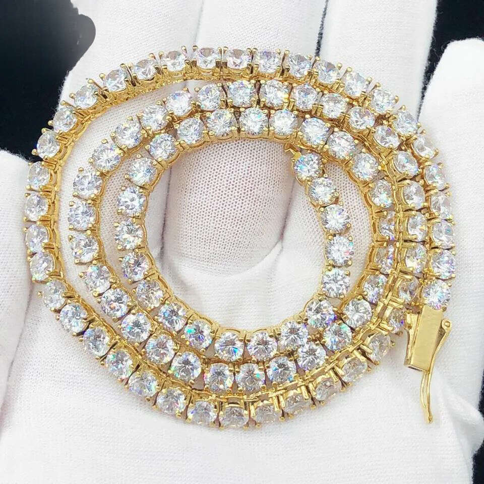 Real 10K 14K Bracelet Fast Delivery 3mm 4mm 5mm Vvs Moissanite Tennis Chain Necklace Jewelry