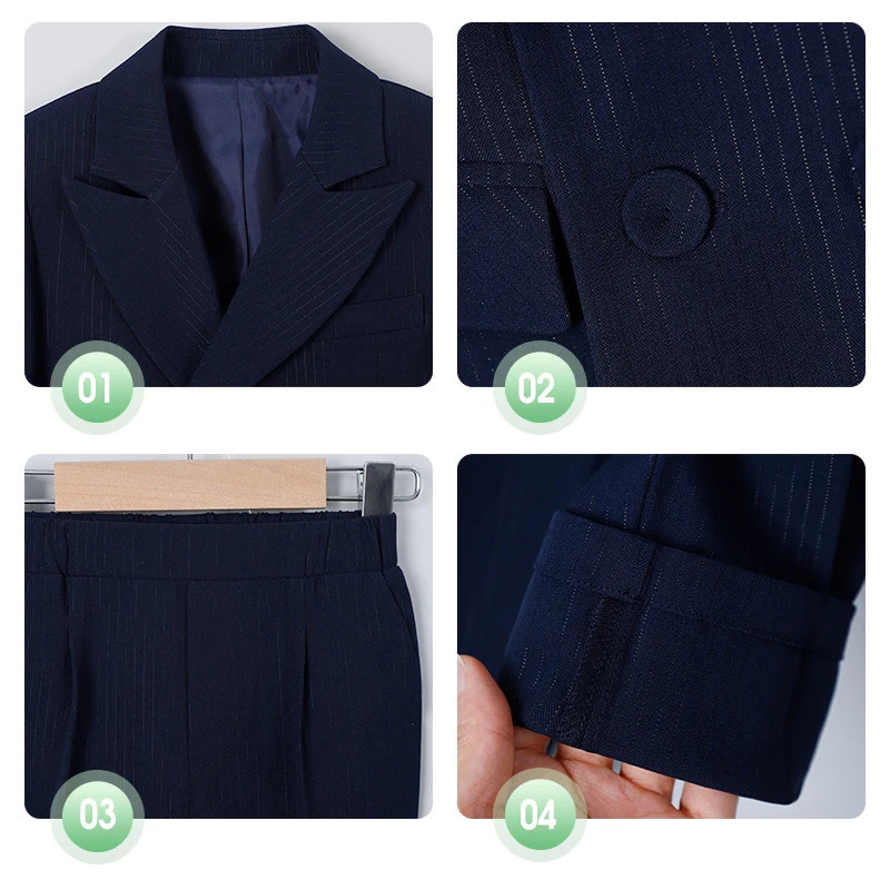 Boys Formal Striped Dress Suits Child Catwalk Host Performance Birthday Party Pography Costume Kid Blazer Pants Bowtie Outfit 251021