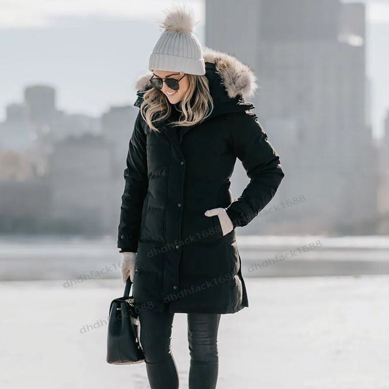 Winter Women Parka Wolf fur Long Thick canada Female Removable Hooded Designer Designer Down Jacket Woman's Slim Coat High Quality Doudoune femme XS-2XL