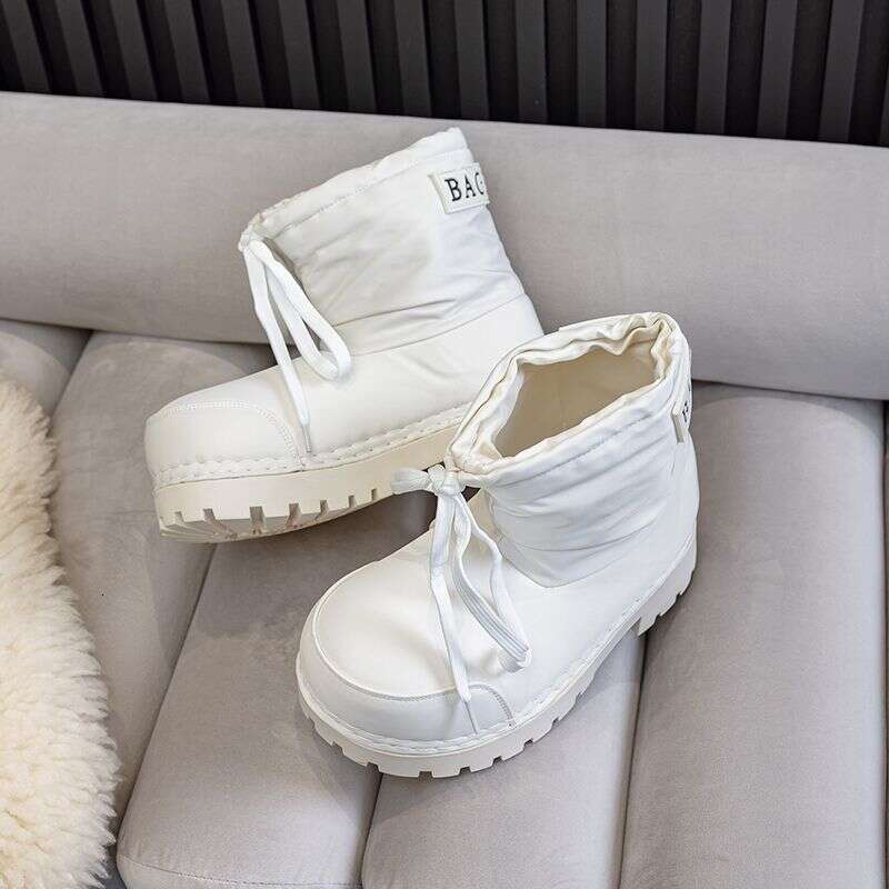Ski Thick-Soled Snow 2025 Waterproof Winter Drawstring Stylish New Height-Increasing Non-Slip Cotton Shoes Warm Short Boots