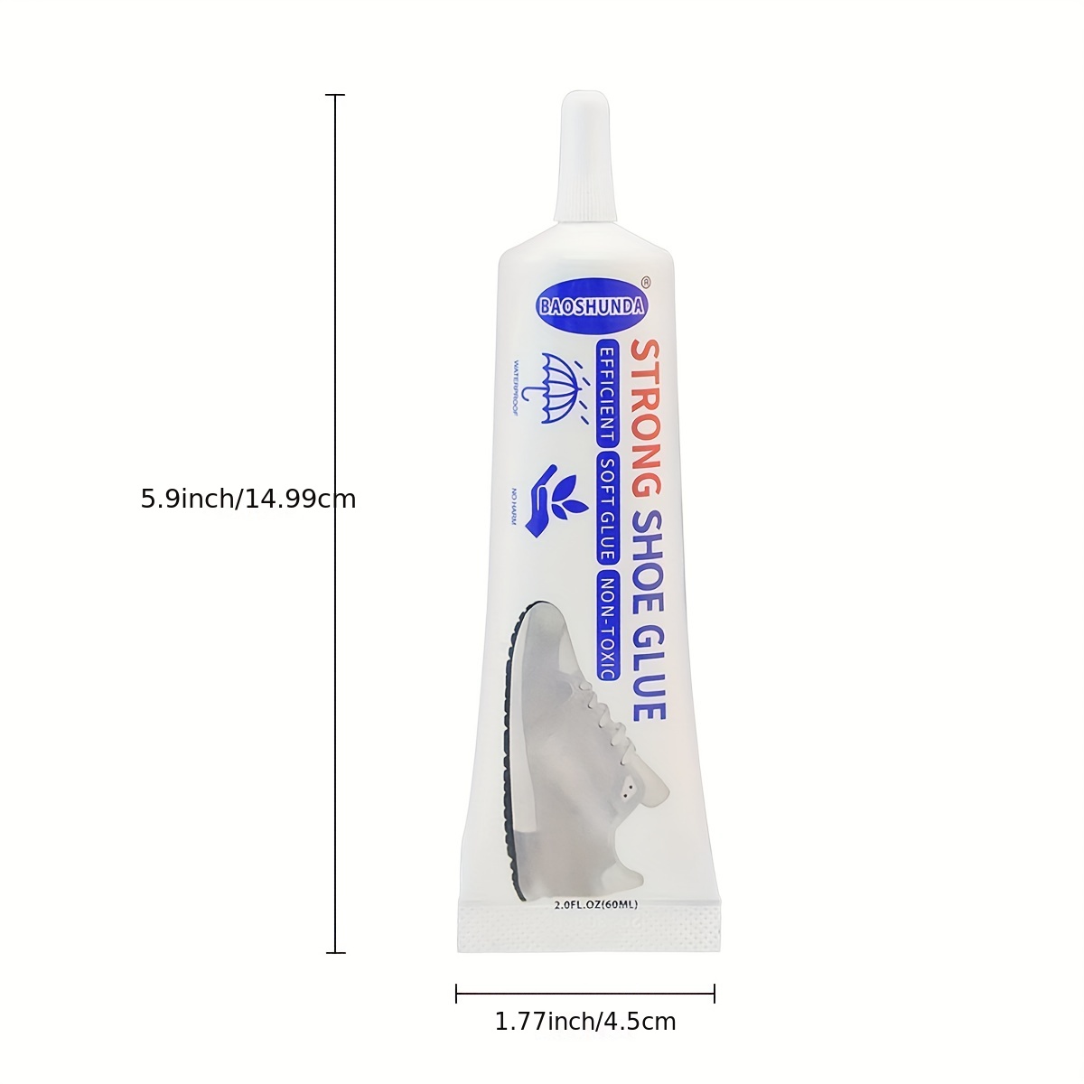 Baoshunda 60ml Strong Shoe Repair Glue, Instant-Dry Waterproof Fast Curing Adhesive for Sneakers Boots Heels Repair-bxj