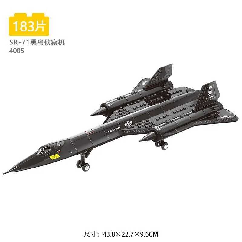 Military SR71 Blackbird reconnaissance aircraft space building blocks small particle puzzle assembly toy J251022