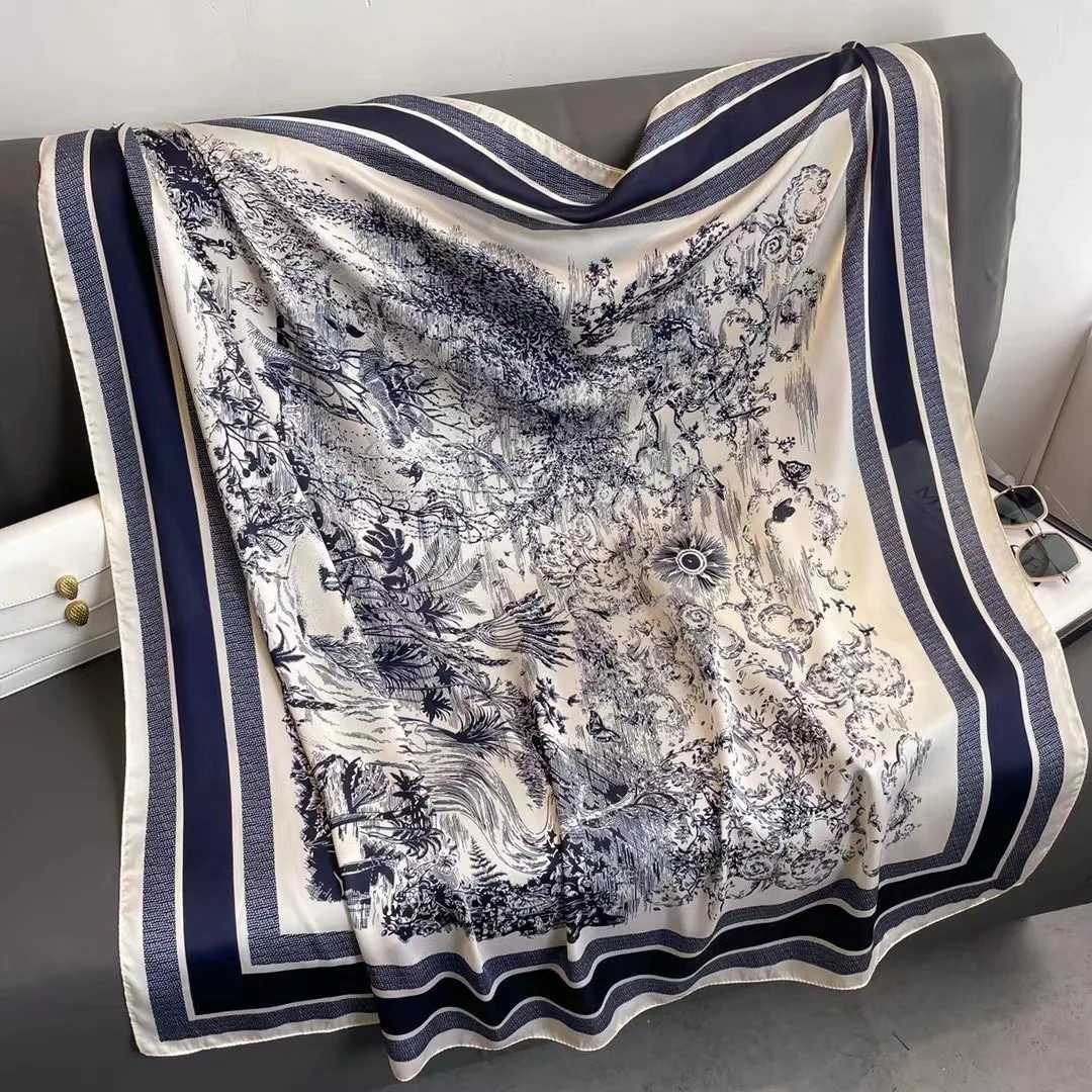 Spring Scarf Womens Luxury Design Polyester Material Smooth Scarf Soft Shawl Beach 110x110cm J251129