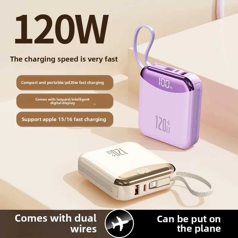 Portable Power Bank 120W Fast Charging Spare Battery 20000mAh Builtin 2 Cables for IPhone 13 14 15 16 J251114
