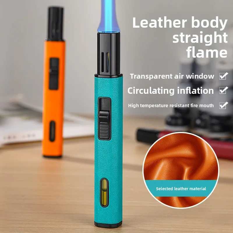 Windproof Butane Lighter Adjustables Blue Flames Inflatable Lighter for Outdoor BBQ C2510224